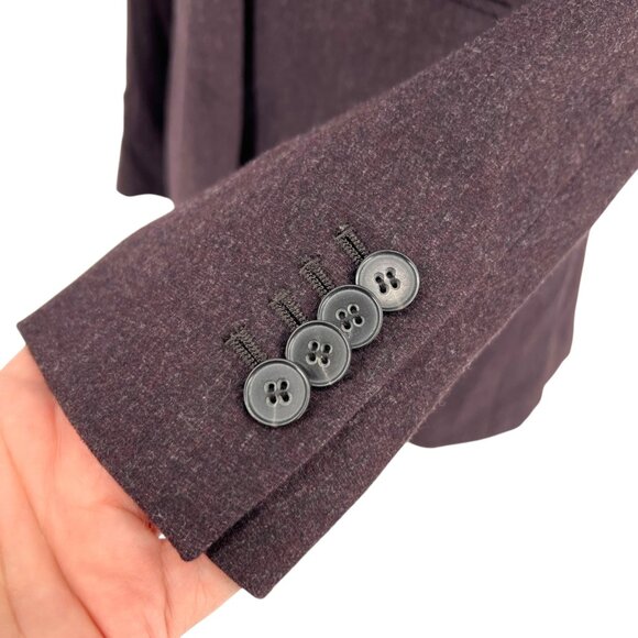 Theory Andorie Virgin Wool Tailored Two Button Blazer Dark Plum Burgundy Size 6 - Picture 10 of 16